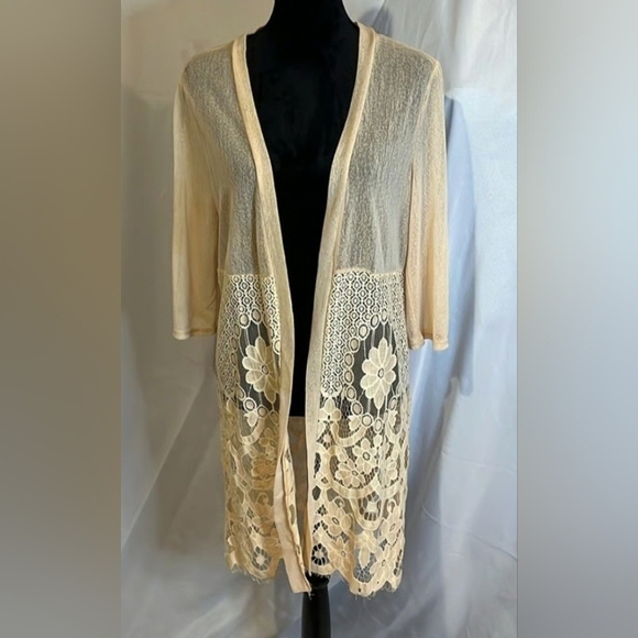 Elegant Cream Lace Cardigan - Picture 1 of 3